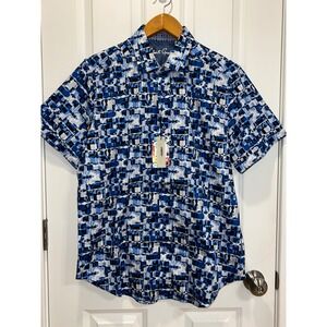 NWT Robert Graham Mens Large IZNick Classic Fit Stretch Button Down Shirt Blue